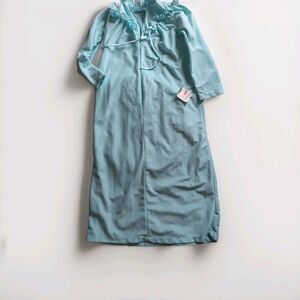 NWT Sear's Carriage House Long Sleeve Ruffle Light Blue Winter Nightgown Robe S